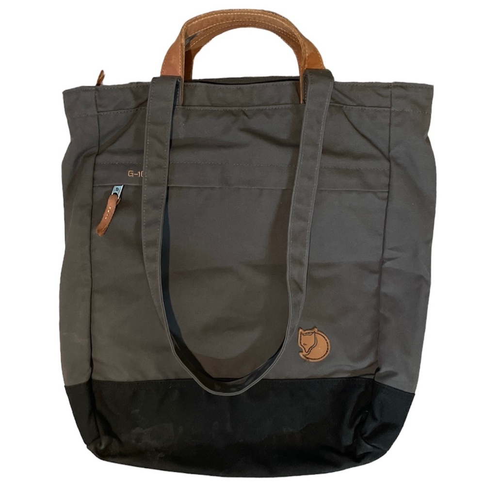 VGUC Fjallraven Totepack No. 1 G-1000 dark gray & black canvas / backpack